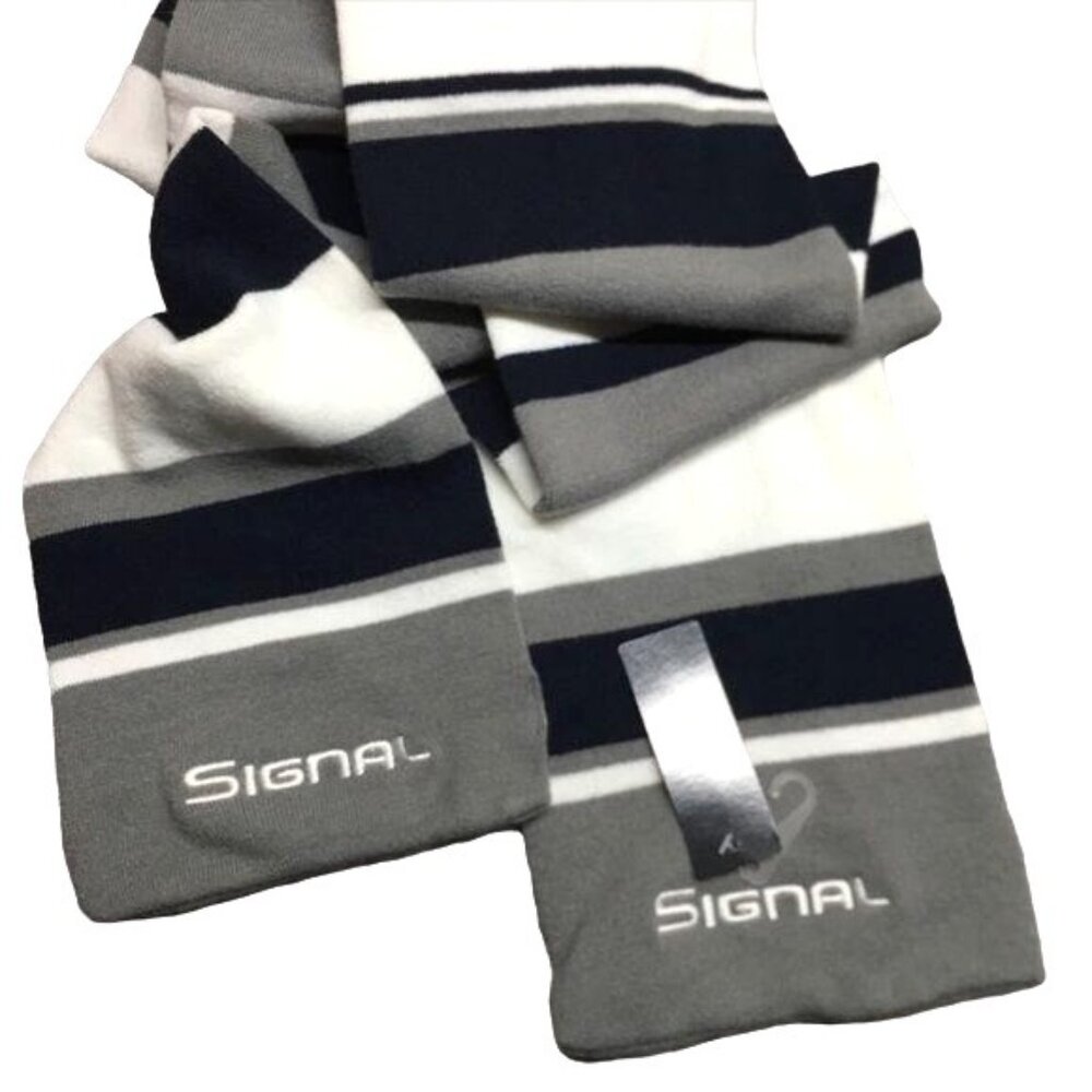 Signal Pukka Knit Scarf Navy Blue White Stripes New NWT One Size - Picture 2 of 11